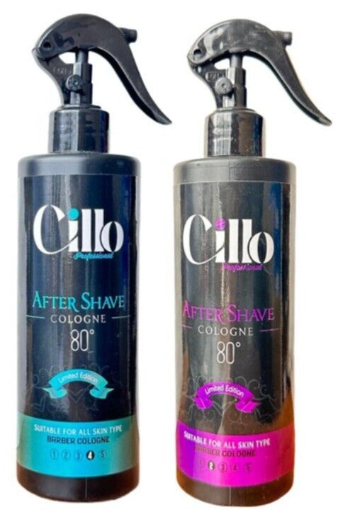 2x 400ml Cillo Eau De Aftershave Cologne Blue Spray Purple Barber After Shave