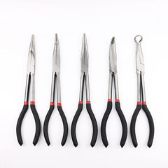 Professional Long Nose Pliers Set - 5-Piece Kit for Mechanics