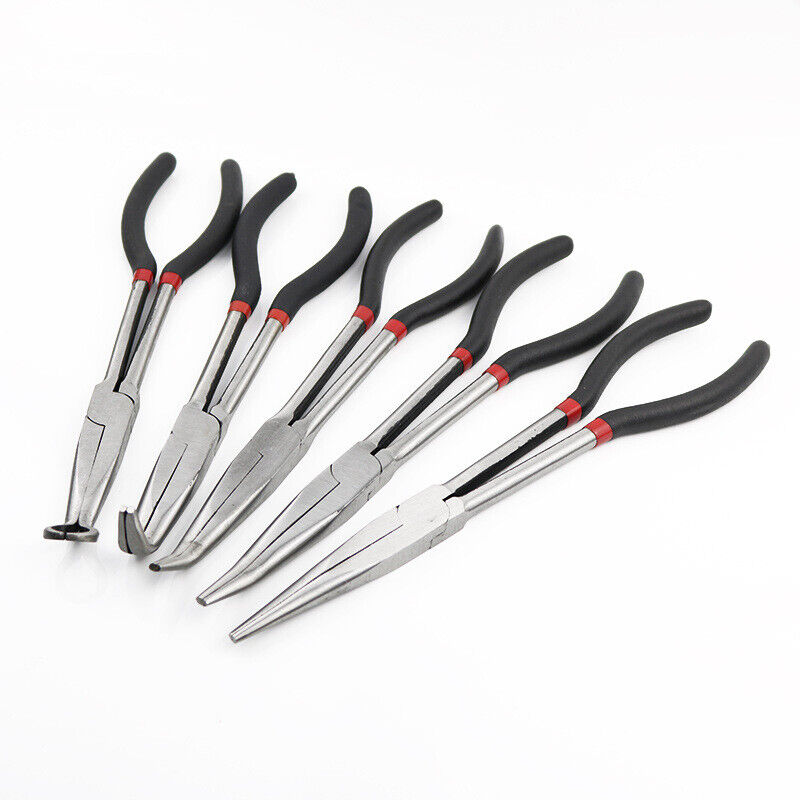 Professional Long Nose Pliers Set - 5-Piece Kit for Mechanics