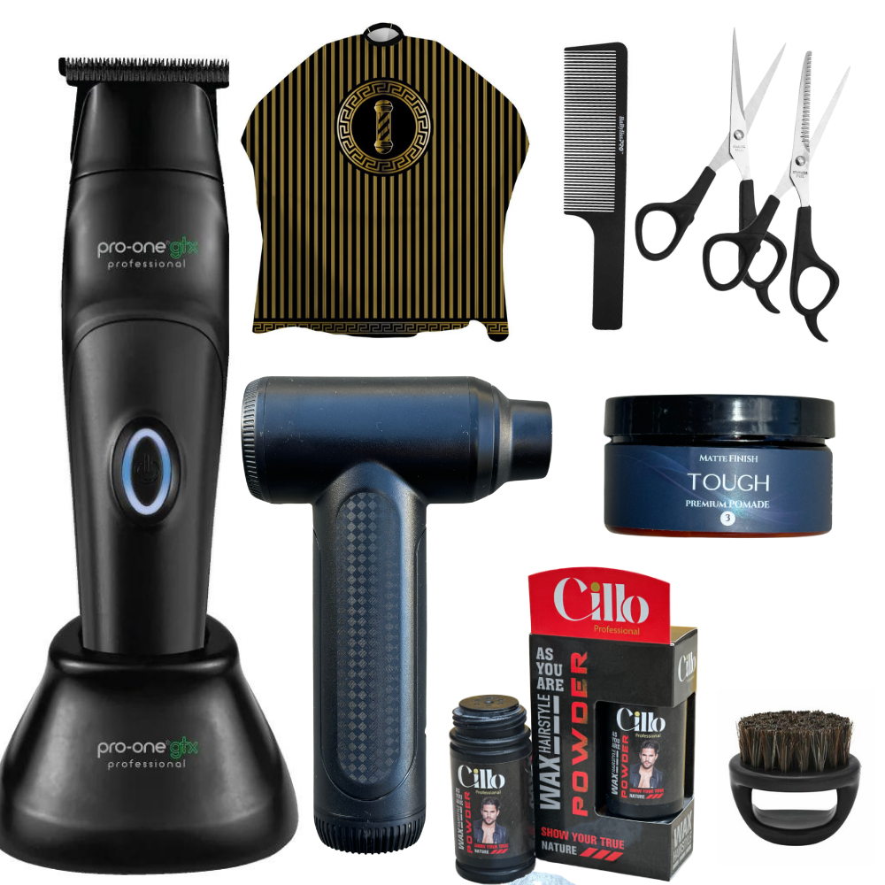 Pro-One GTX Cordless Trimmer with Hair Duster Fan Full Barber Set