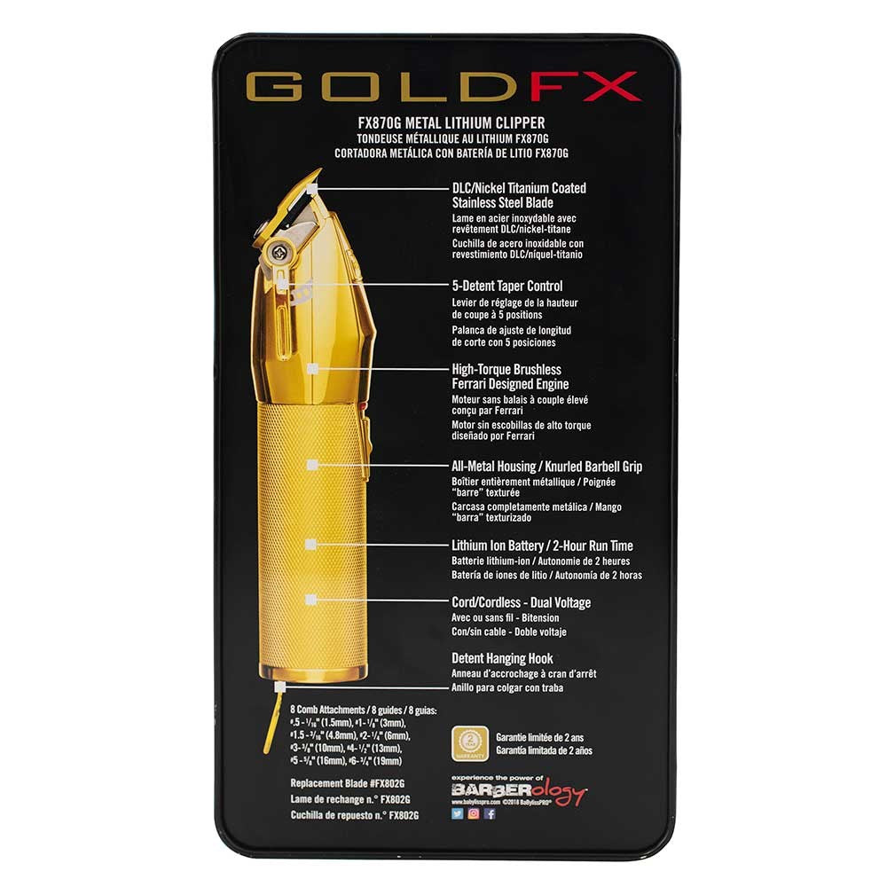 BaByliss PRO Gold FX Lithium Clipper FX 870G - Professional Cordless Hair