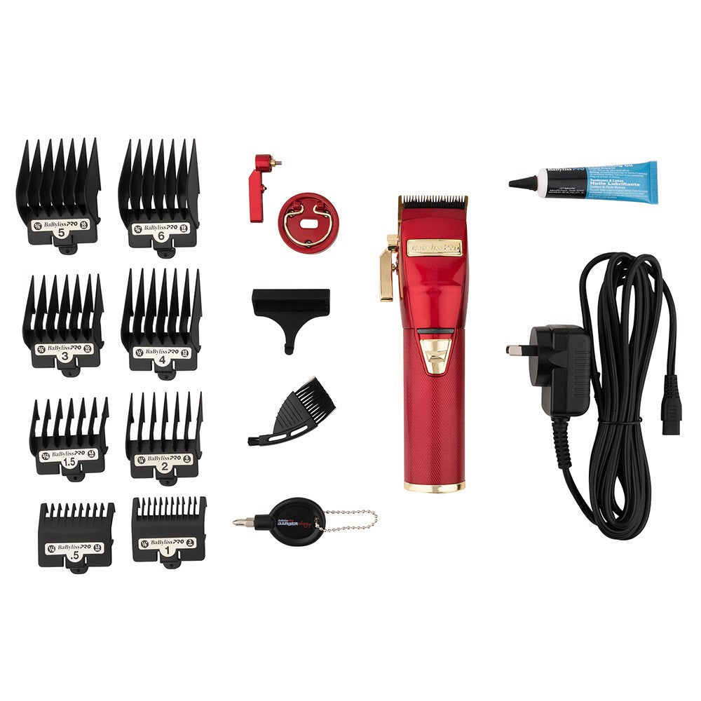 BaByliss Pro REDFX Lithium Red/Gold Barber Hair Clipper/BabylissPro Trimmer