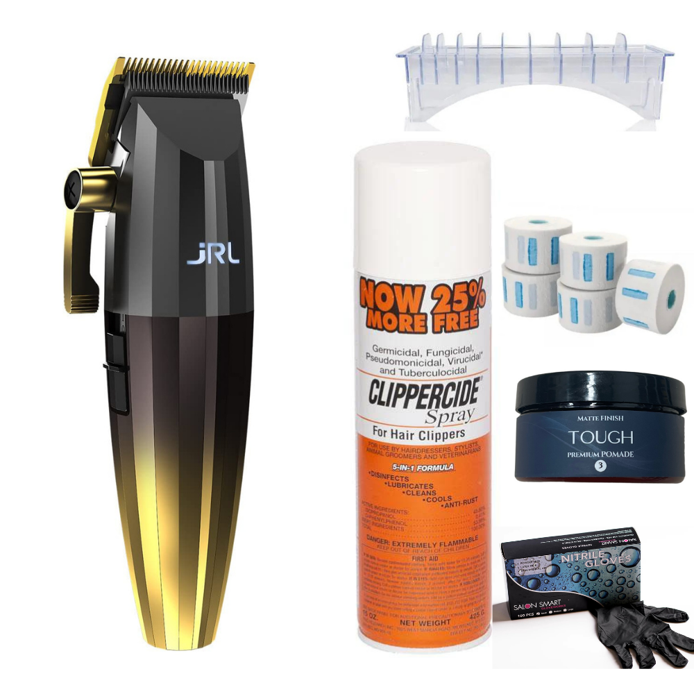 JRL Gold Hair Clippers with Barber Starter Set