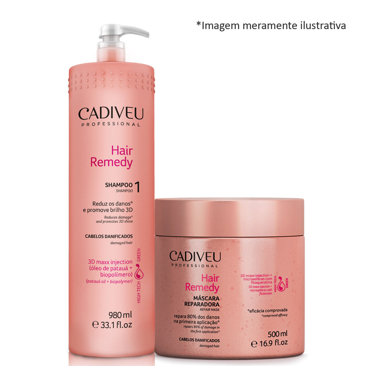 CADIVEU KIT HAIR REMEDY SHAMPOO 980ML/33.1FL.OZ REPAIR MASK HAIR CARE 500ML/16.9FL.OZ