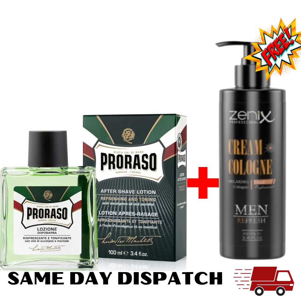 Proraso After Shave Lotion Refresh Menthol Eaucalyptus 100ml - Zenix Aftershave Cream Cologne