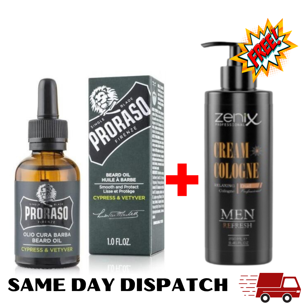 Proraso Beard Oil Cypress & Vetyver Aftershave 30ml - After Shave Cream Cologne