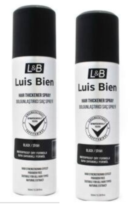 2x Luis Bien Hair Fiber Thickener Spray 100ml – Black